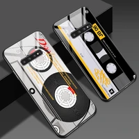 mixtape vintage magnetic tape cassette audio tape for samsung galaxy s21 s20 fe s10 s9 ultra s10e note 20 10 9 plus glass case