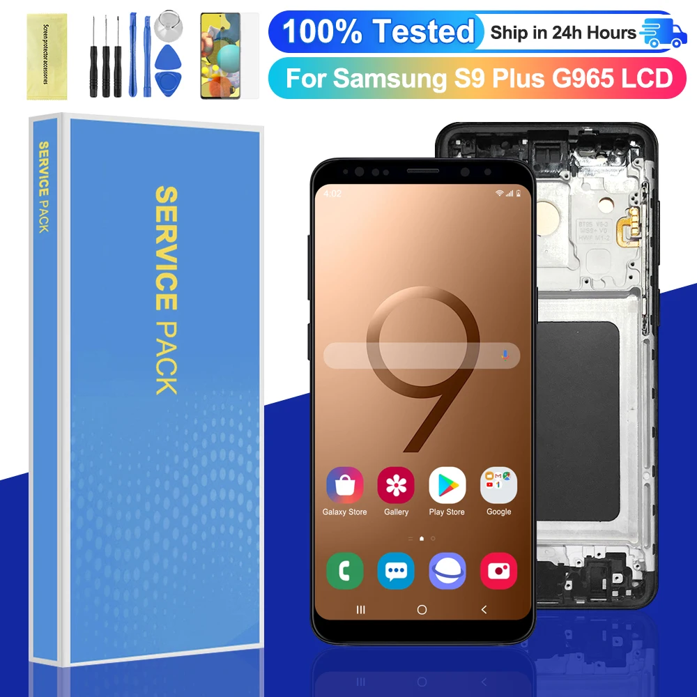 100% ORIGINAL / TFT S9 Plus Display with frame for SAMSUNG Galaxy S9+ LCD G965 G965F Display Touch Screen Digitizer Assembly