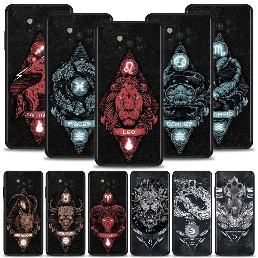 

Celular For Xiaomi Poco X3 X4 NFC M3 M4 Pro F3 GT F1 MI 11 Lite 12 11T 10T Note 10 Case Twelve Constellations Animal Lion Deer