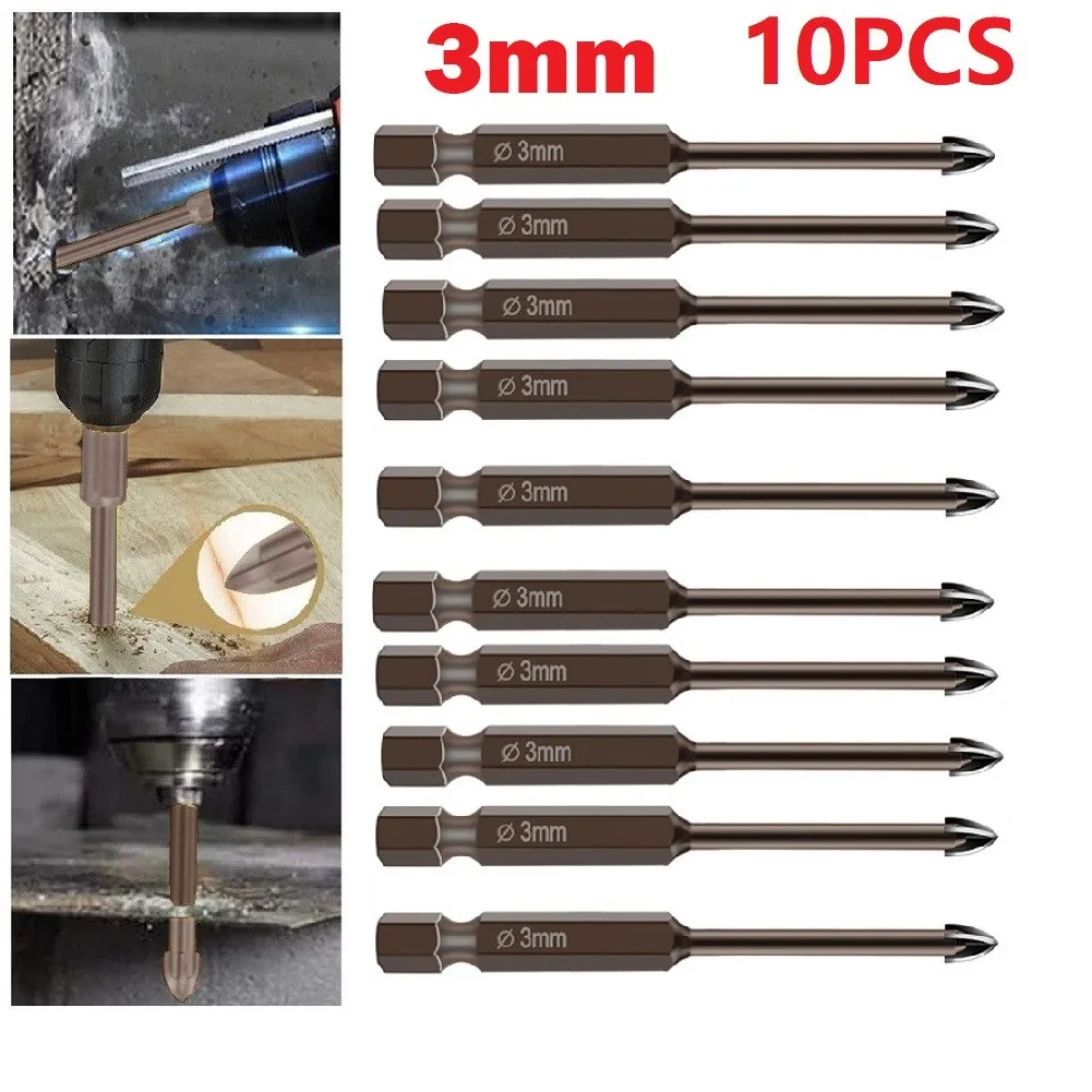 

10Pcs Efficient Universal Drilling Tool Multifunctional Cross Alloy Drill Bit Woodworking Tools Accessories Ferramentas Taladro