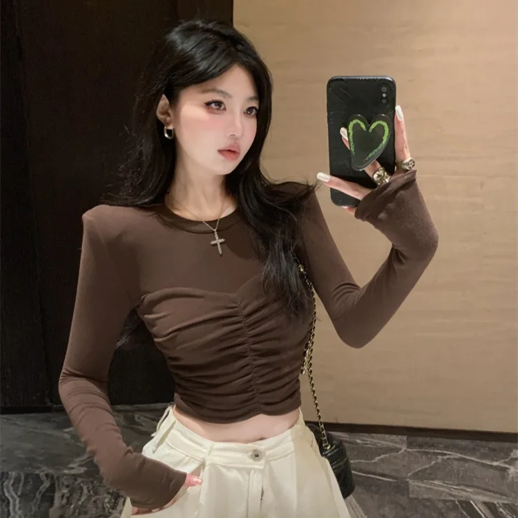 Чистый сексуальный короткий топ с рыбьей косточкой маленький женский на осень и