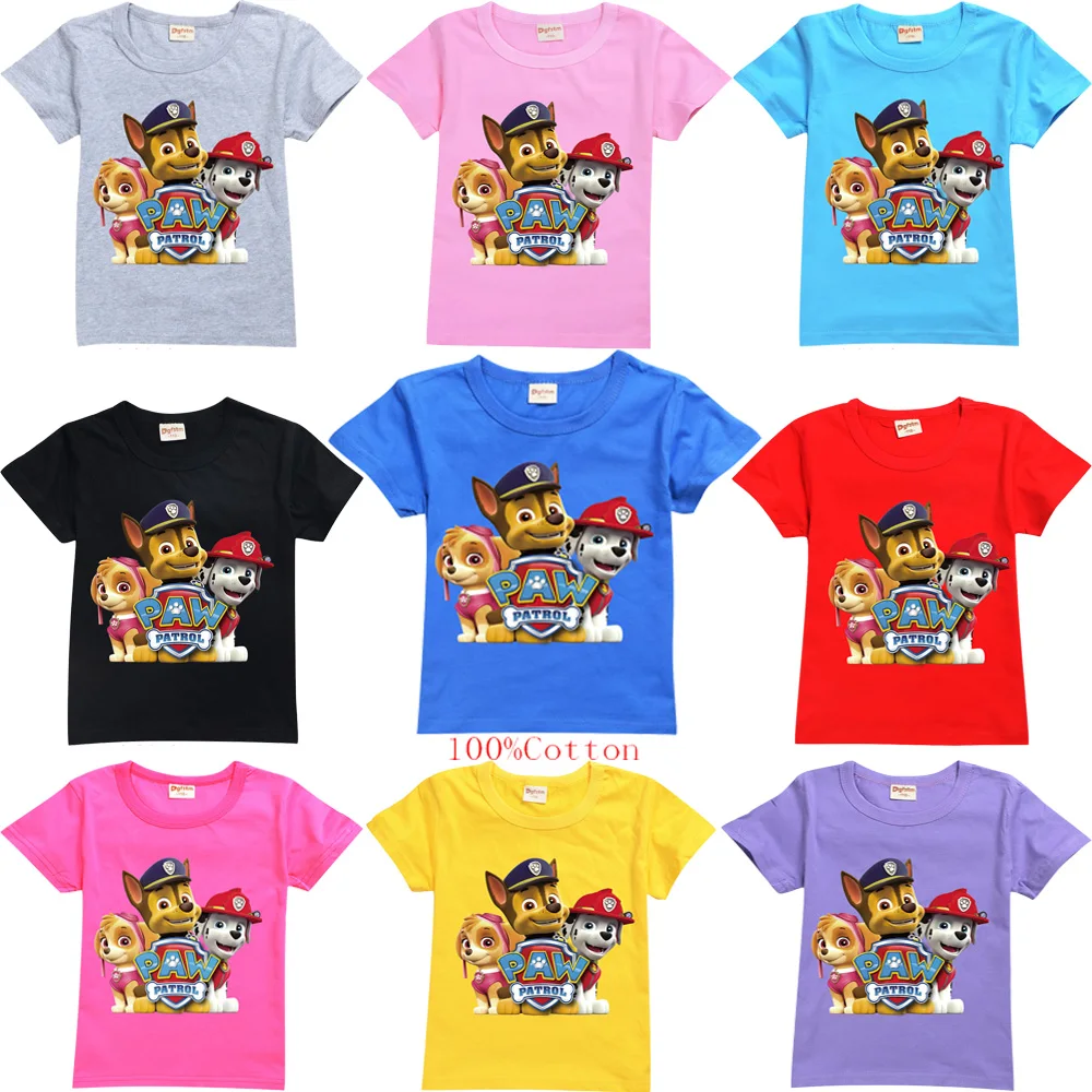 

Paw Patrol Cartoon Chase Skye Marshall Everest Tracker Children's Clothing Children's Short-sleeved T-shirt Cotton T-shirt Toys