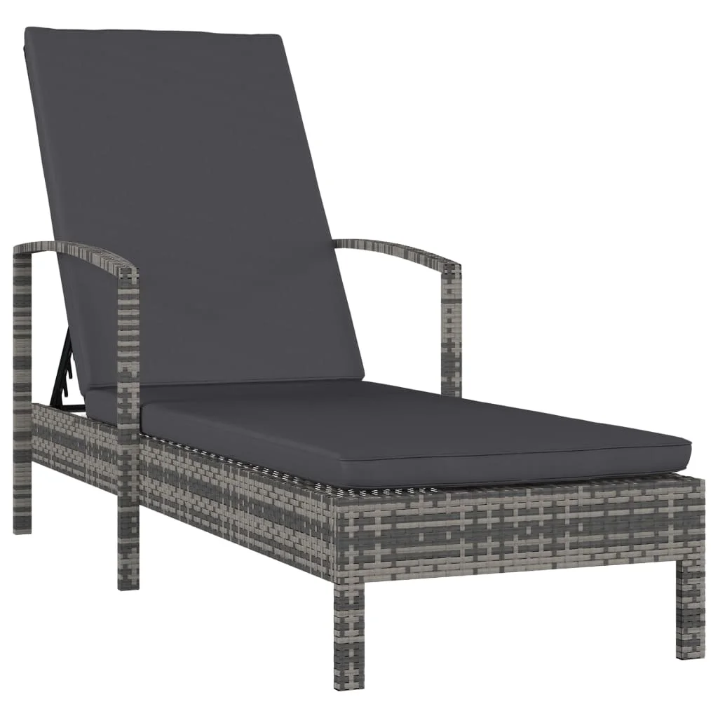 

Patio Outdoor Lounge Chairs Sun Lounger Outside Deck Pool Garden with Armrests Poly Rattan Gray