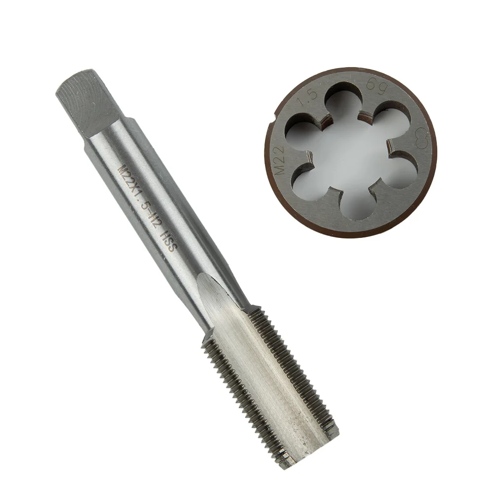 

HSS M22 X 1.5mm Tap & M22 X 1.5mm Die Metric Thread Right Hand High Speed Steel Tools Accessories Household DIY