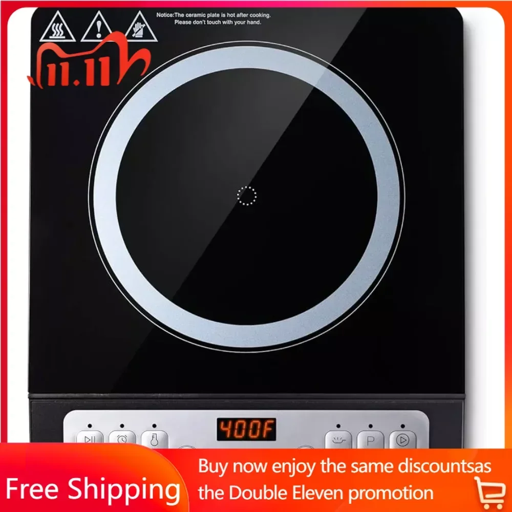 

Индукционная плита 1800 Вт с 8 настройками мощности и температуры и таймером на 180 минут для автоматического отключения и энергосбережения