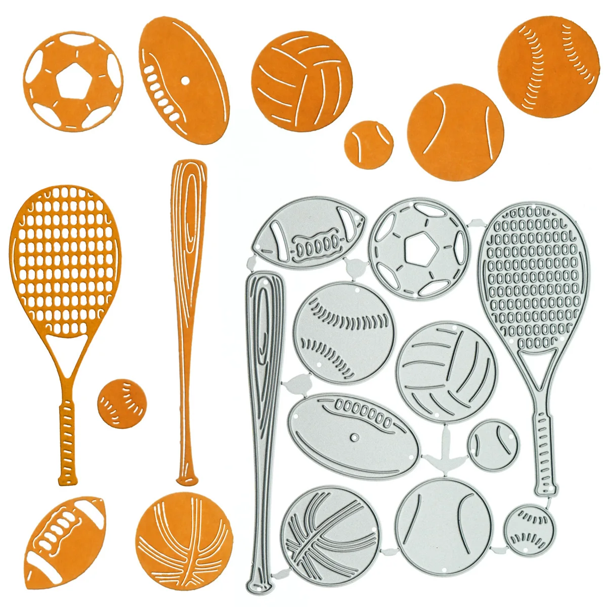 

Sport Basketball Baseball Football Tennis Pattern Dies Cutter Decorative Cutting Punch Stencil For DIY Congratulation Card