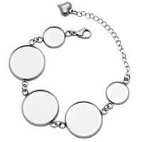 stainless steel cabochon bracelet settings fit 1220mm cameo bracelets bezel blanks diy jewelry base