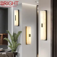 BRIGHT Contemporary Brass Wall Lamp LED 3 Colors Vintage Marble Creative Sconce Light For Home Living Room Bedroom Decor