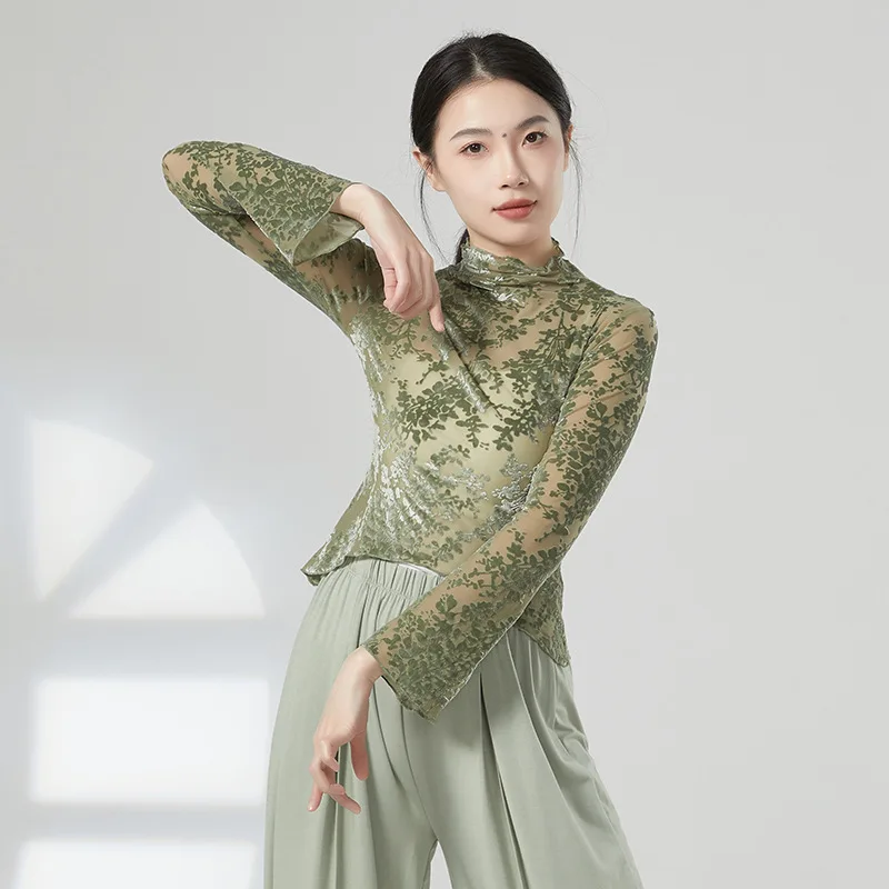 Женский приталенный костюм для танца живота блузка с длинным рукавом и ложным