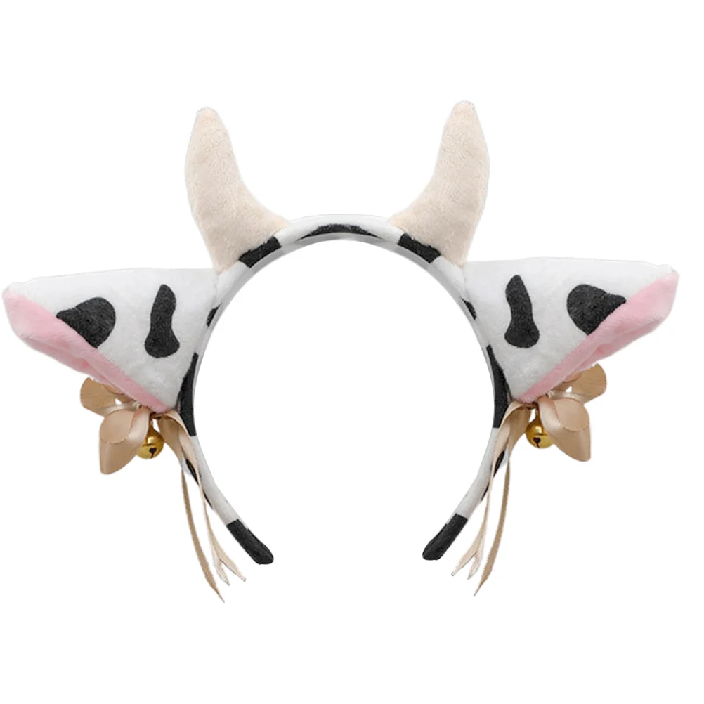 

Cow Headband Costume Cosplay Hair Hoop Animal Hornsparty Headbands Earplushadultheadwear Accessories Decor White Horn Bell