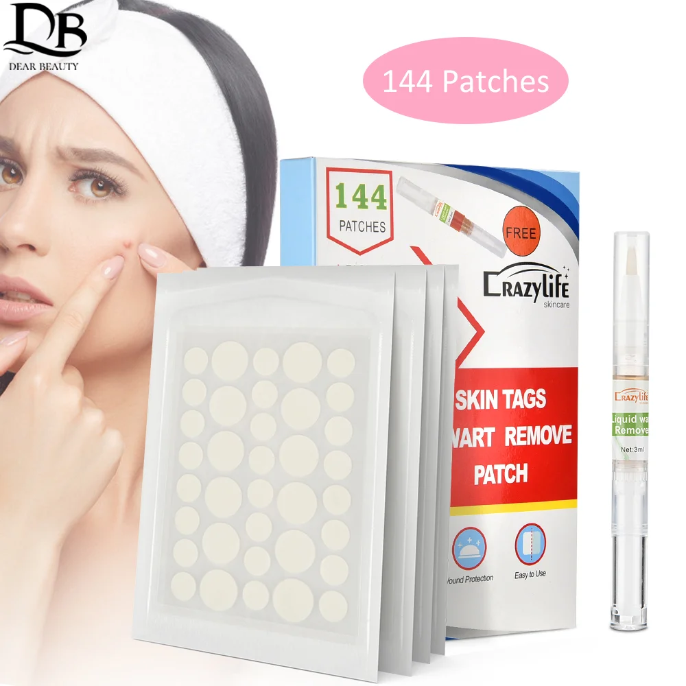 

144pcs Skin Tags Moles Remover Patches Gift Wart Treatment Liquid Pen Remover Freckle Wart Tag Fast Healing Non-Drying Skin Care