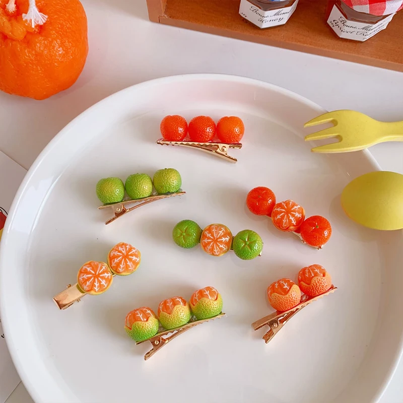 

Orange Hair Clips Cute Hairpins Girls Kids Funny Barrette Fruit Cartoon Creativity Hairpin Headband Summer Hair Accessories