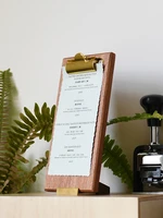 vintage style solid wood receipt paper storage with metal clip vertical qr code loose leaf display menu clip