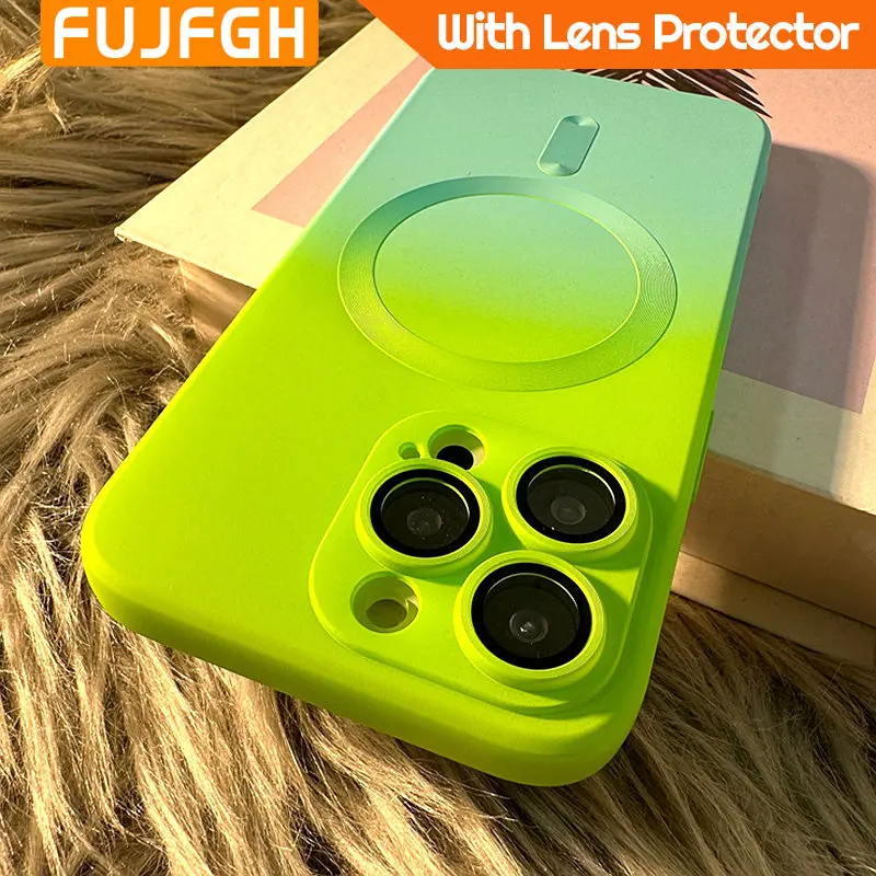 

Luxury Gradient Pattern Case For Magsafe Magnetic Wireless Charging Case For iPhone 11 12 13 14 Pro Max Plus Soft Silicone Cover