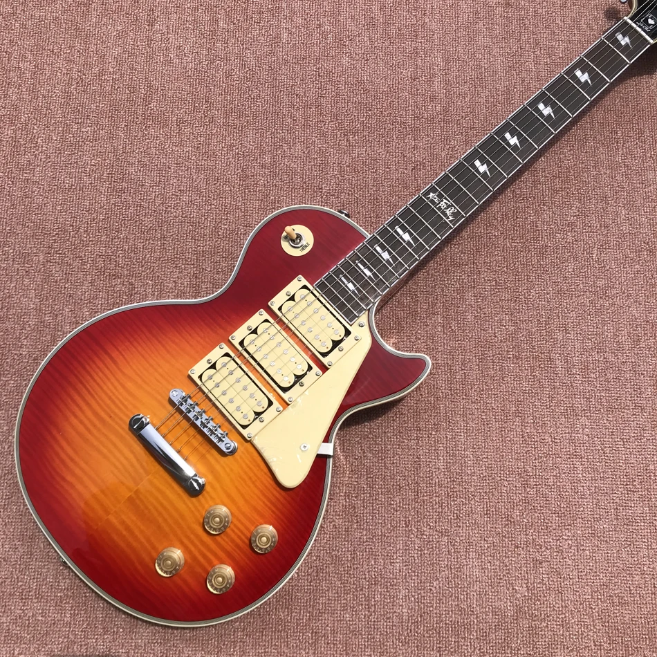 

Ace Frehley Electric Guitar Tiger Maple Top Cherry Sunburst Three Humbucker Pickups Rosewood Fingerboard Free Shipping