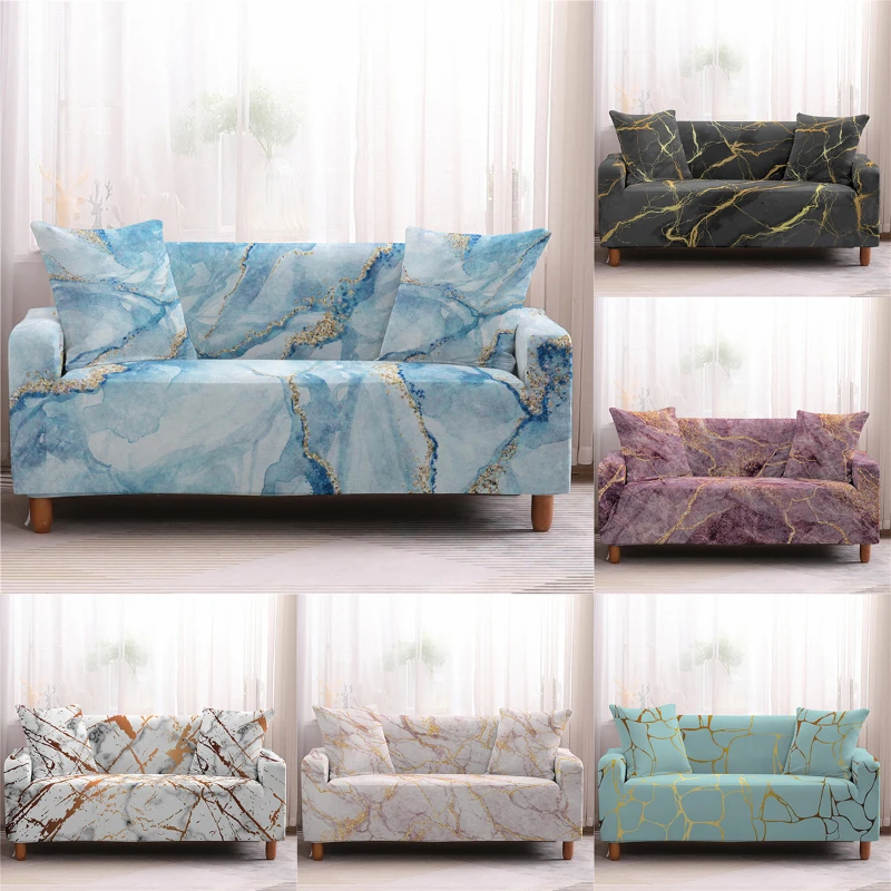 

Marble Pattern Print Sofa Cover All Inclusive Spandex Couch Covers for Sofas Corner Sofa Cover L Shape Universal Sofa Cover