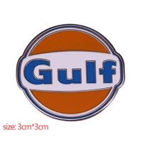 20pcslot 925 silver letters gulf brooch oil vintage logo badge tonkin gulf yacht club brooch art badge clothing bag accessories