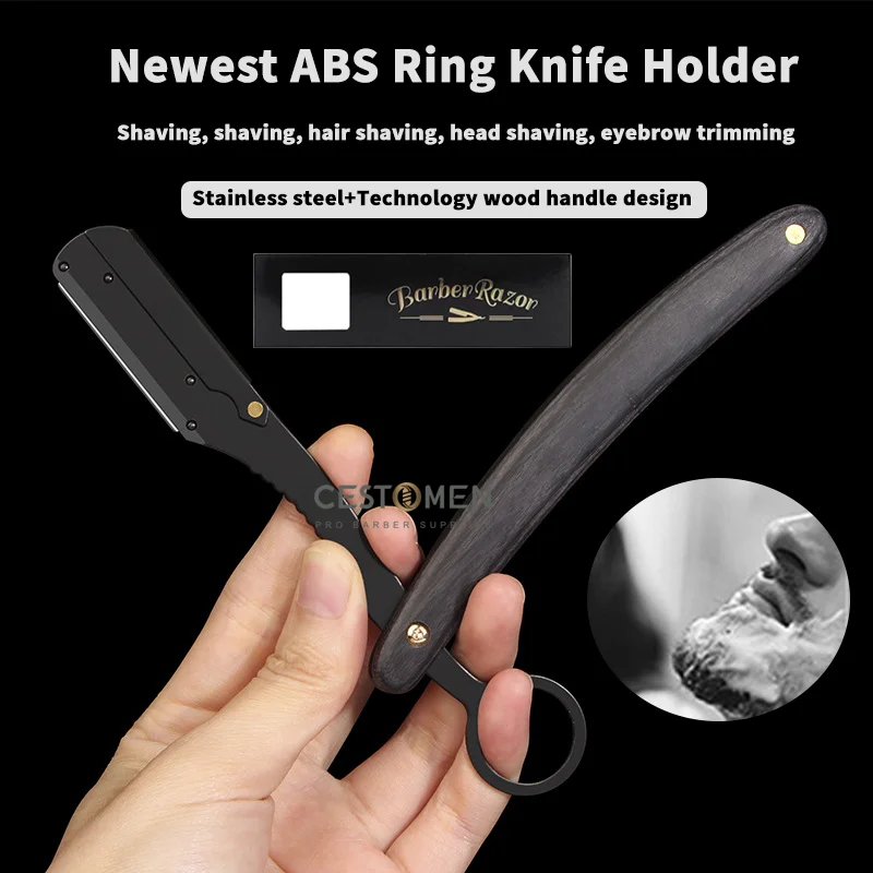 Razor Stainless Steel Professional Barber Knife Holder Manual Shaving Razors Hairdresser Tool