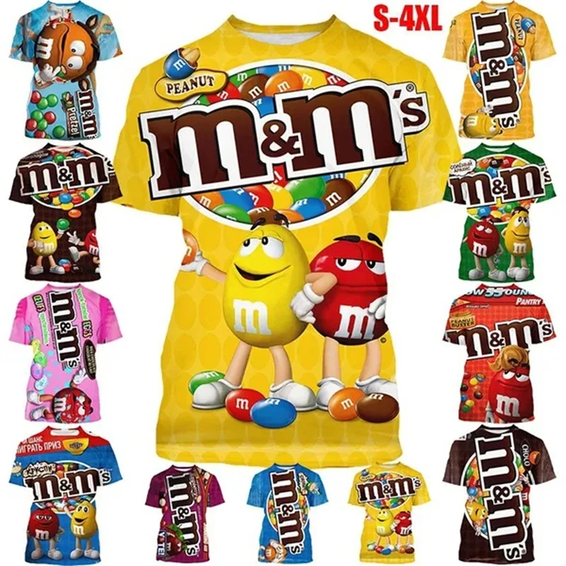 

M&m's Chocolate Beans New Fashion Men 3D Printed T-Shirt Casual Short Sleeves Cool Kids Tops Popular Street Funny Graphic Tees