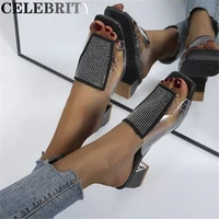 2022 new summer fashion women high heels crystal sandal slippers shoes woman designer lady party flip flops pumps slippers shoes