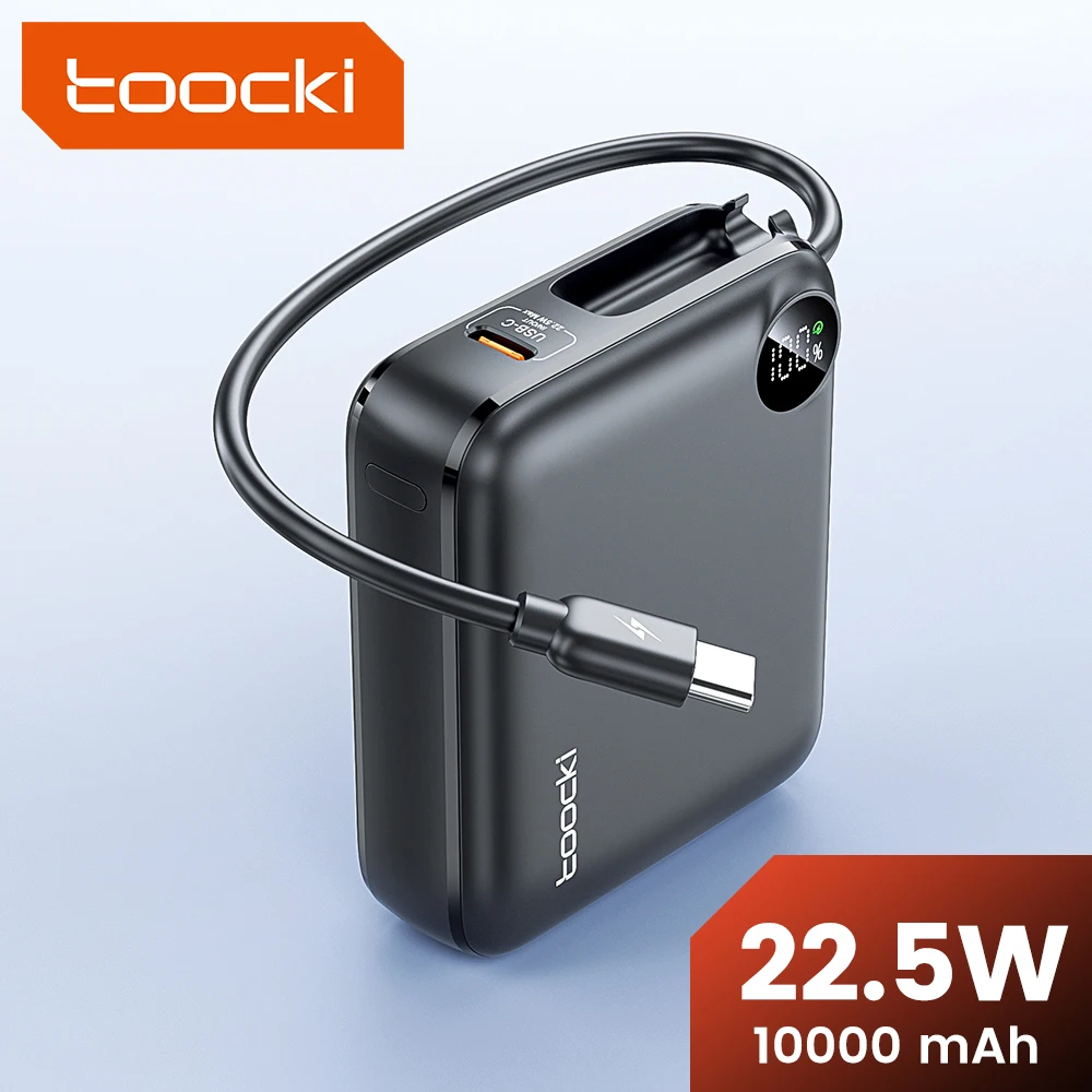 סוללת גיבוי ניידת Toocki עם כבל USB C מובנה 10000/20000mAh PD 22.5W טעינה מהירה סוללת גיבוי עבור iPhone 16 15 14 13 Samsung
