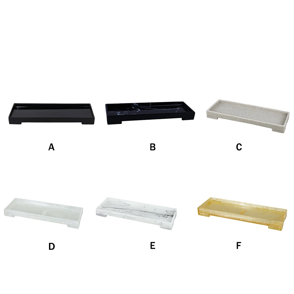 

Vanity Tray Multipurpose Dresser Dish Storage Plate Kitchen Organizer Soap Towel Plant Resin Simple Style Organization