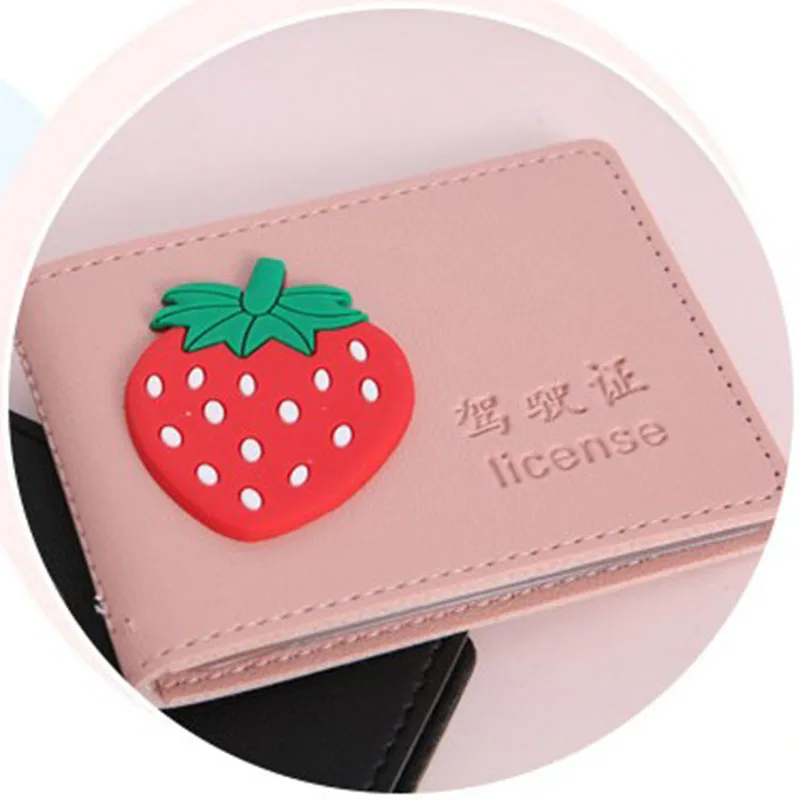 Candy Color Cartoon PU Driver License Holder Leather Cover Car Driving Cover Business ID Pass Wallet Case Men Women Card Holder
