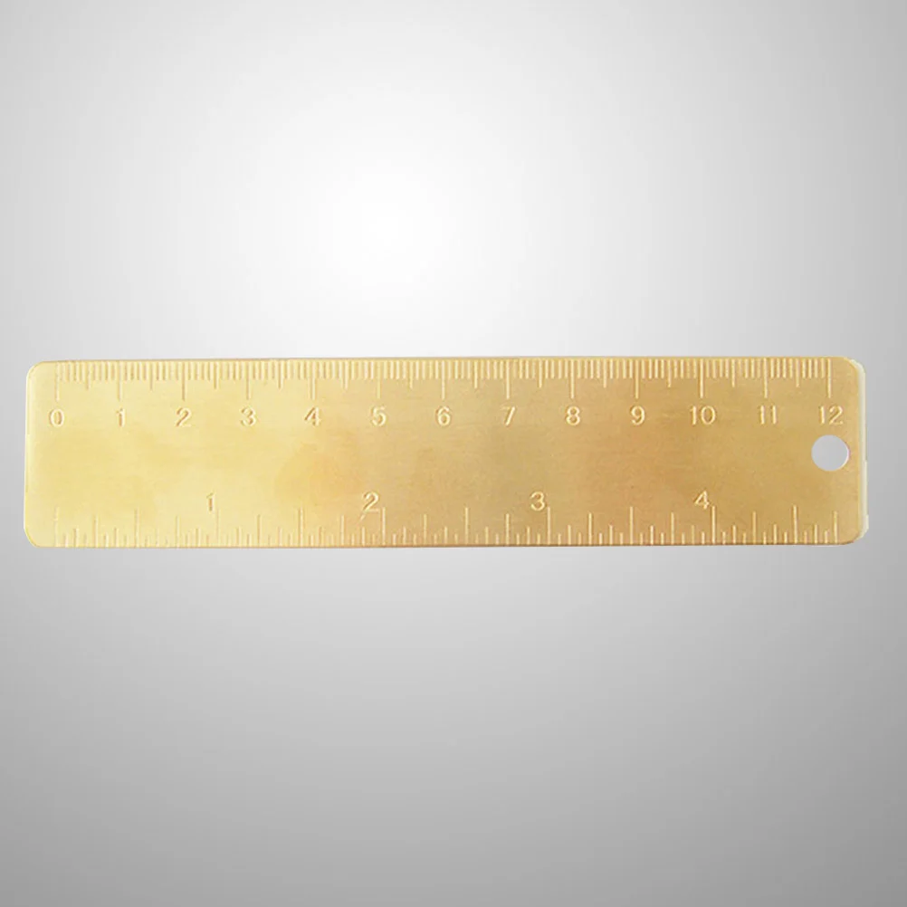 

1PC Ruler Mini Dual Scale Retro Engraved Bookmarker with Round Hole for Office