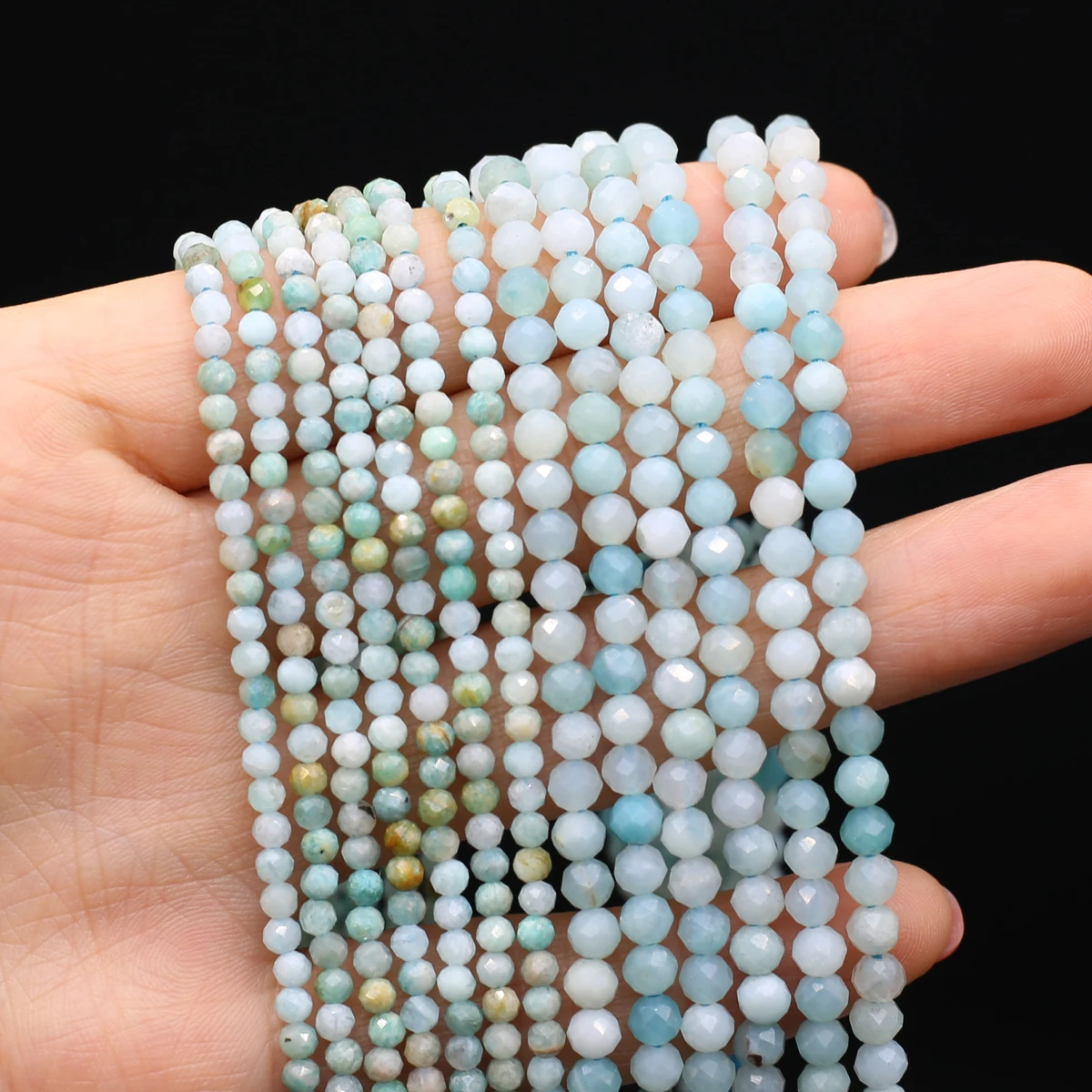 Граненые бусины из натурального амазонита круглые камня незакрепленные для