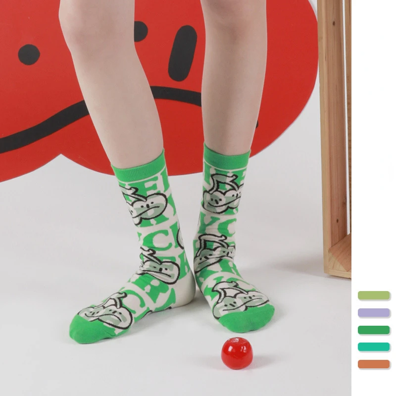 

Cherry girl personalized Korean fashion cartoon trend socks Korean version of cotton socks female mid-thigh socks wholesale