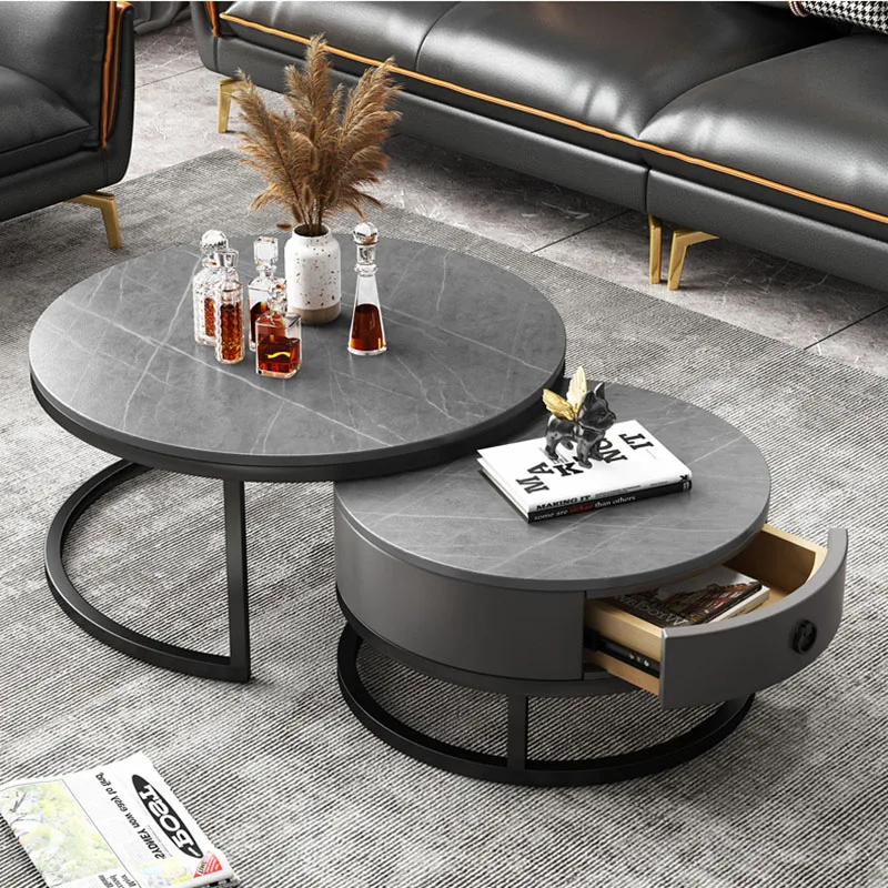 

Nesting Coffee Tables Round Storage Luxury Nordic Living Room Coffee Table Mobile Drawers Arredamento TV Furniture CC50CJ