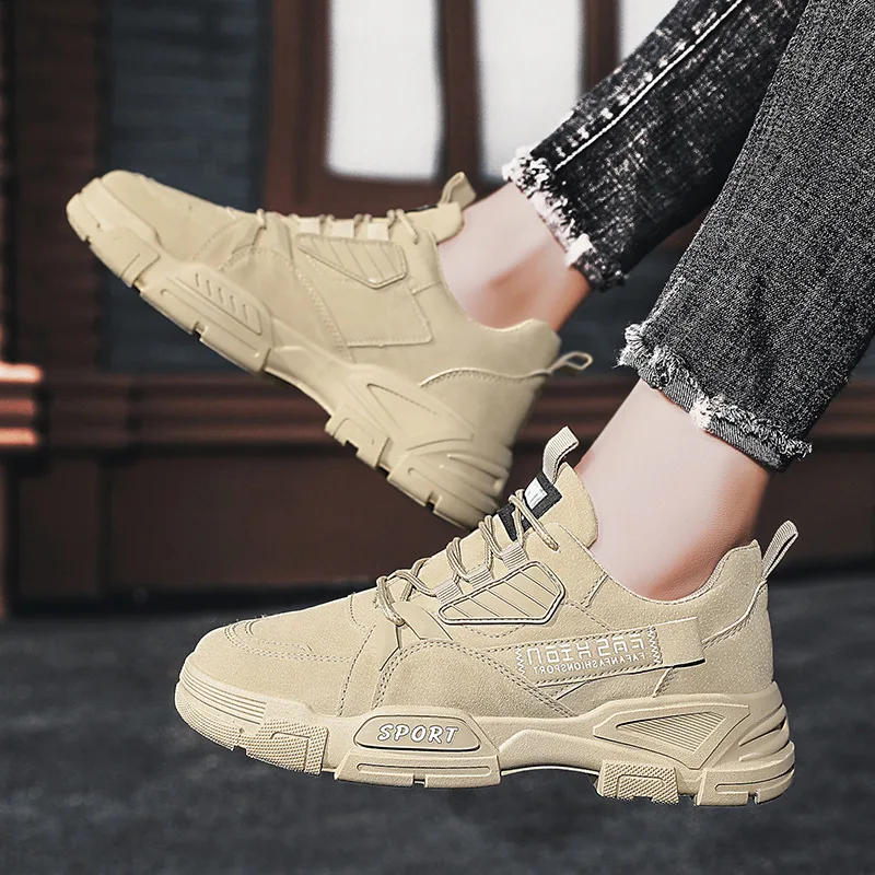 

Men Breathable Sneakers Hiking Climbing Shoes High Top Outdoor British Loafers Comfortable Vulcanize Walking Male Footwear