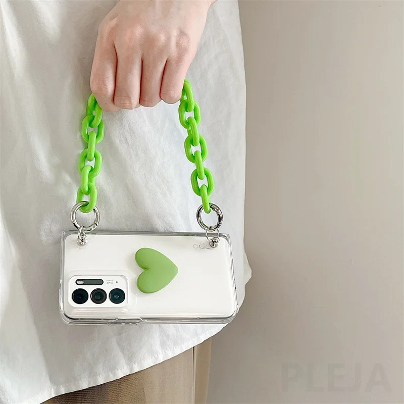 3D Браслет с милым любящим сердцем чехол для телефона OPPO Find N 5G складной ручная