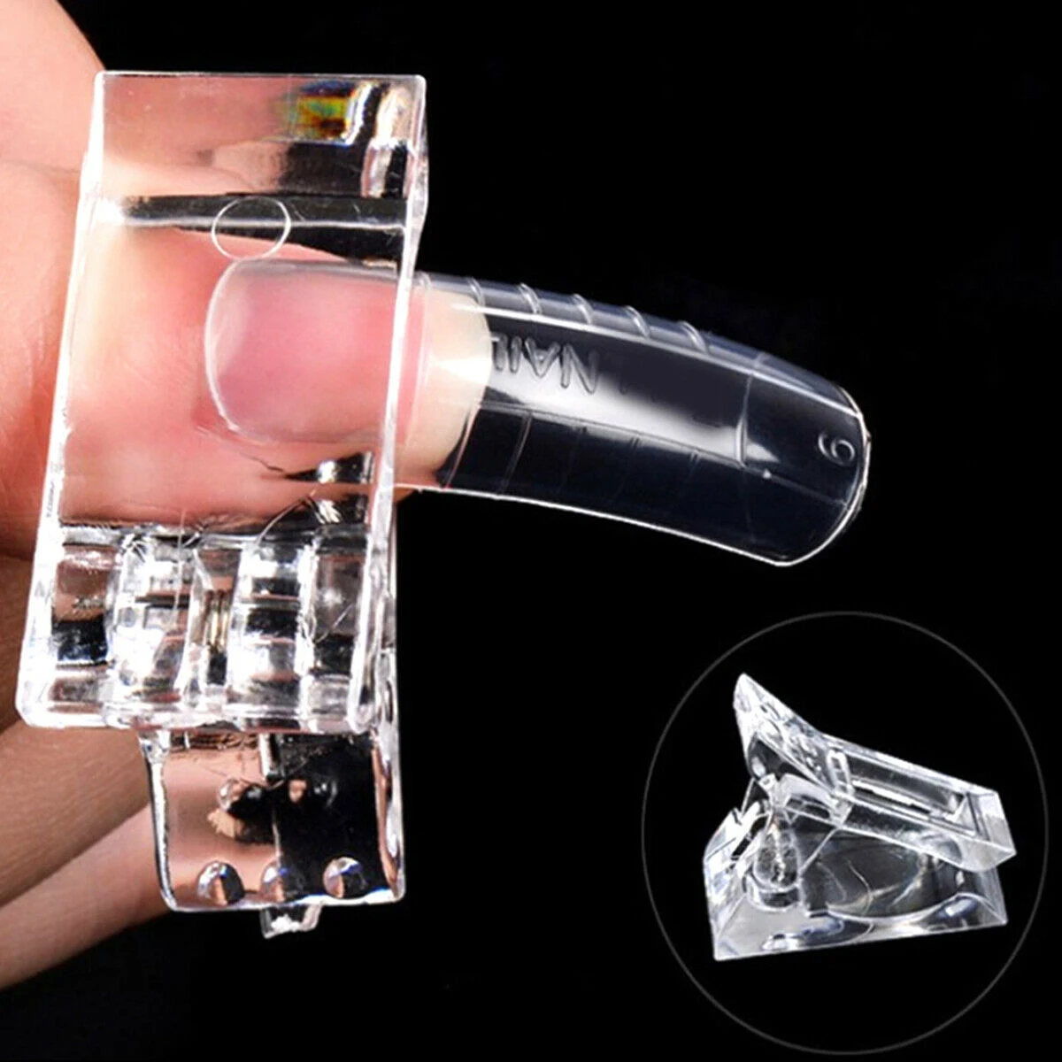 

5Pcs Acrylic Nail Tips Clips Clamp Poly Builder Gel Extension Quick Building Manicure Tool Transparent