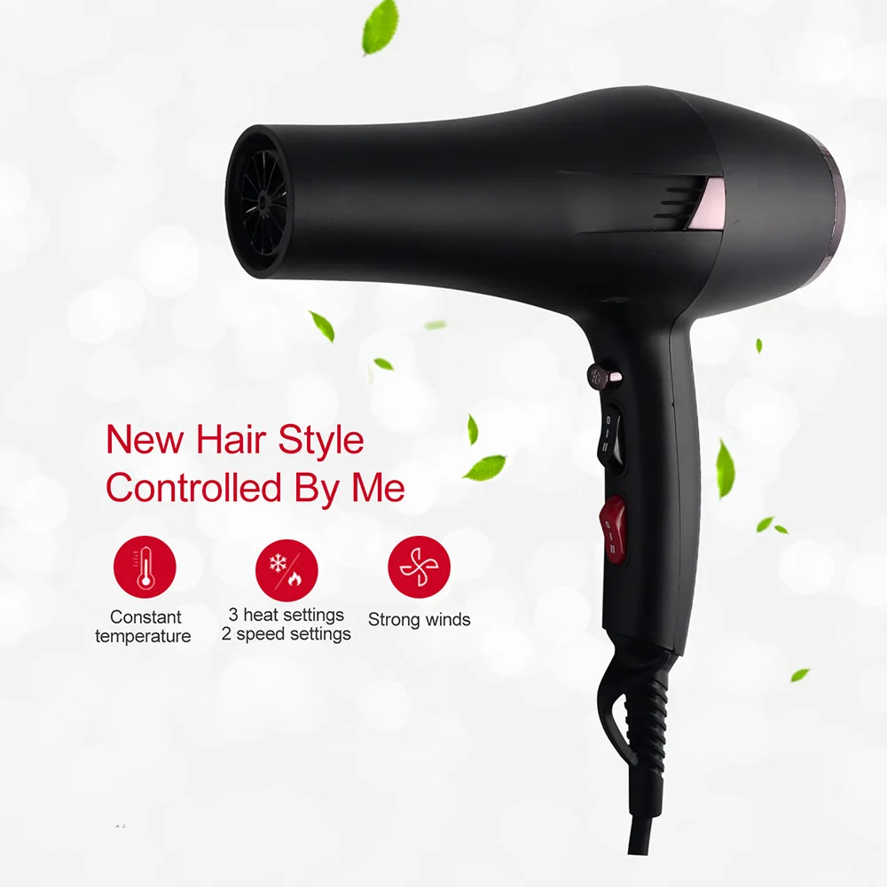 

Professional Hair Dryer Powerful Hot And Cold Adjustment Salon Hairdresser Hairdryer Ionic Air Blow Dryer Nozzel Home Tool