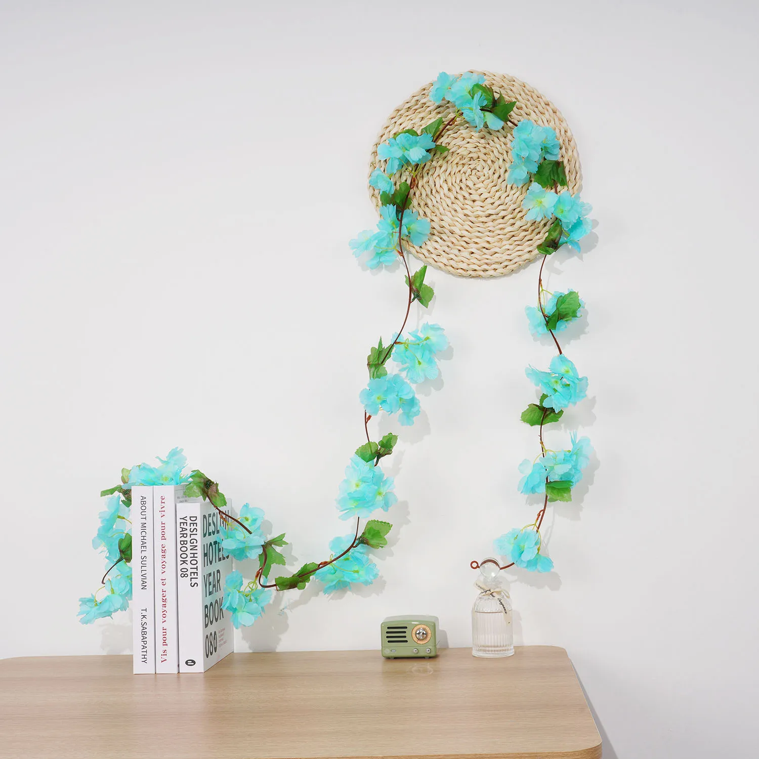 1 8 м шелковая вишневая Цветущая синяя Цветочная Гирлянда искусственный цветок