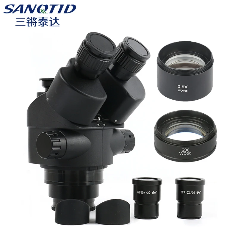 

7X-45X 3.5X-90X Simul-Focal Trinocular Microscope Zoom Stereo Microscope Head 0.5x 2.0x 0.7x 1.5x 0.75x Auxiliary Objective Lens