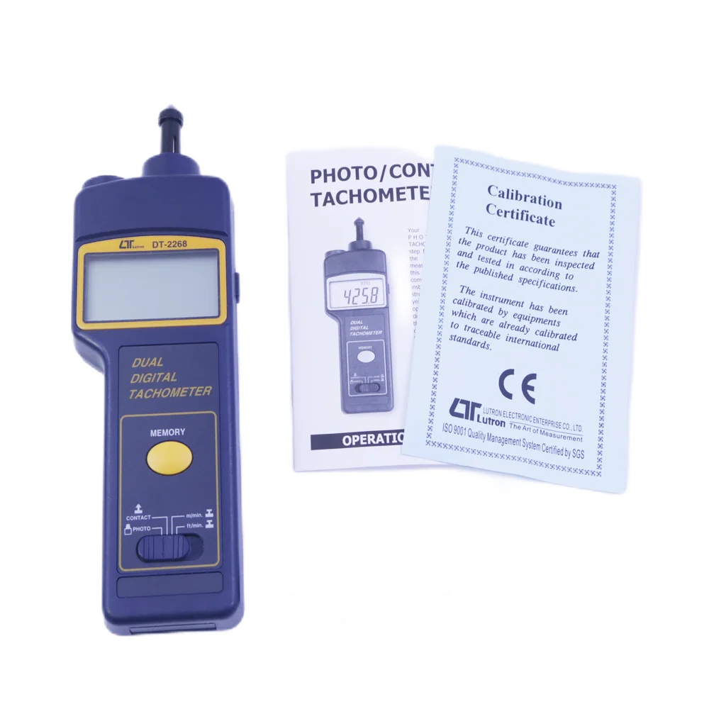 Lutron DT-2268 Цифровой двойной фото/контактный тахометр Об/мин м/мин Тестер скорости
