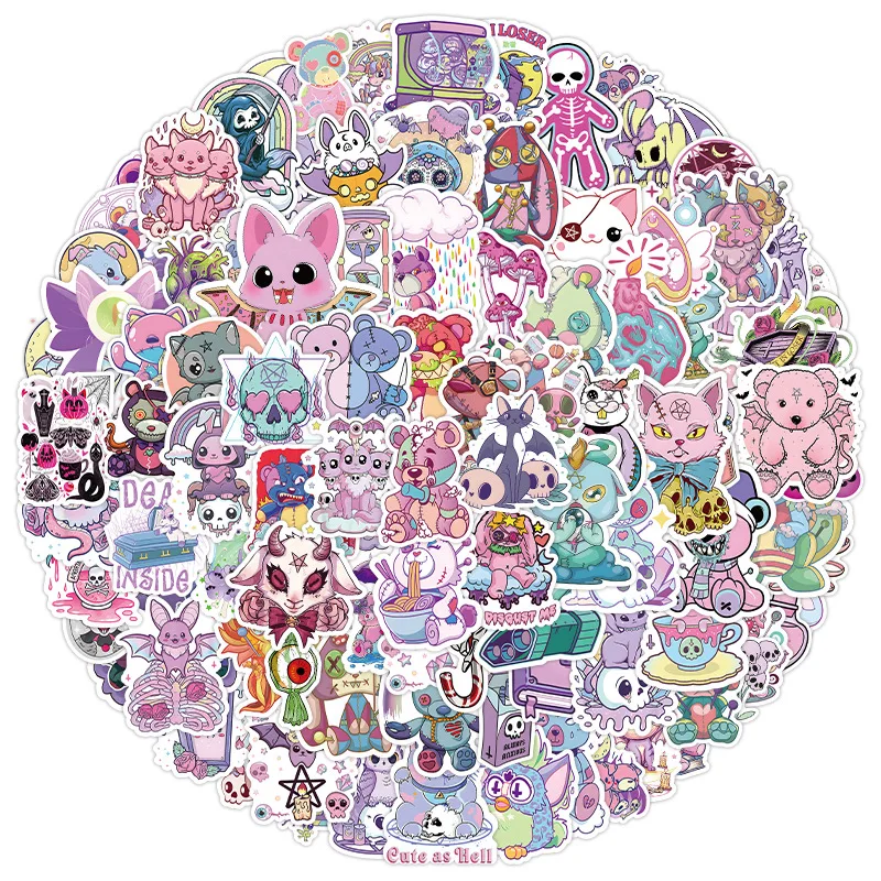 

100pcs New Halloween Gothic Wizard Graffiti Stickers Kawaii Waterproof Mobile Phone Computer Car Aesthetic Stickers Kid Gifts