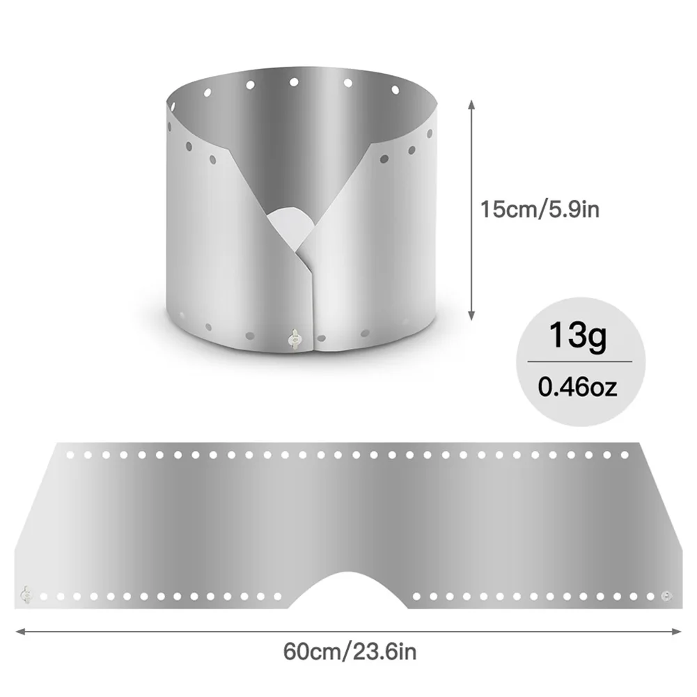 

1pcs Outdoor Camping Stove Wind Shield Titanium Wind Shield With Storage Bag For Outdoor Camping Cookware Accessories