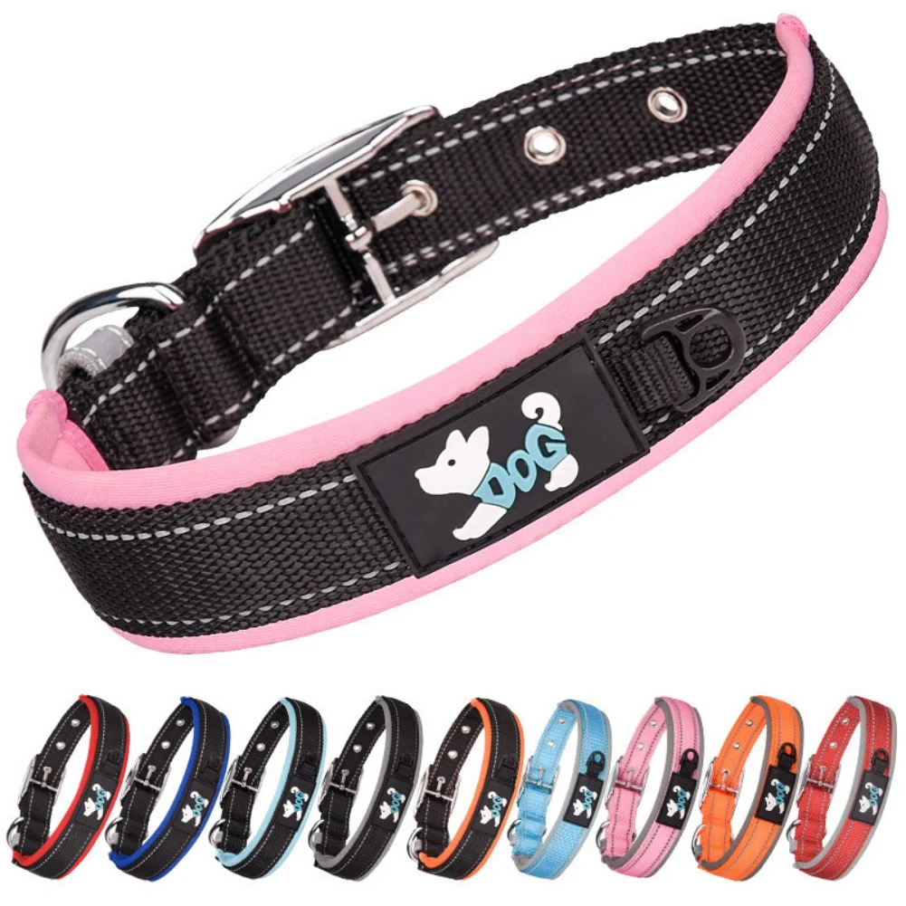 

Adjustable Reflective Dog Collar Pet Collar with Padded Soft and Comfortable for Walking Nylon Dog Collars