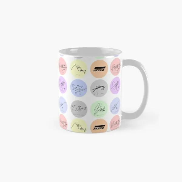 

Ateez Signature Pattern Classic Mug Handle Round Tea Picture Gifts Cup Printed Drinkware Photo Simple Design Image Coffee