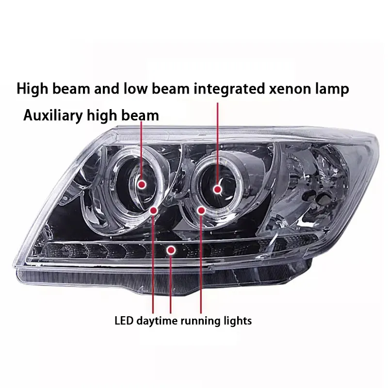 Фото Автомобильные фары для Toyota Hilux 2008-2011 гг., Hilux Revo Vigo, с ДХО, биксеноновые, с функцией ближнего/дальнего света, парковочные огни №5