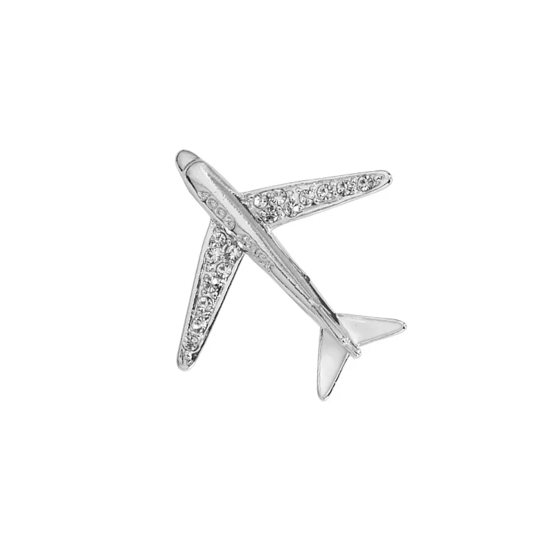 High-end Fashion Airplane Brooch for Men Collar Pin Versatile Diamond-studded Corsage Charms Suit Jacket Accessories images - 6
