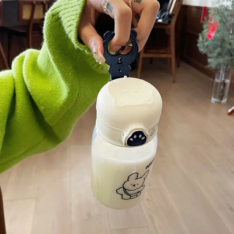 Kawaii Bear Клубничная бутылка для воды с соломинкой Для детей Девочка путешествие