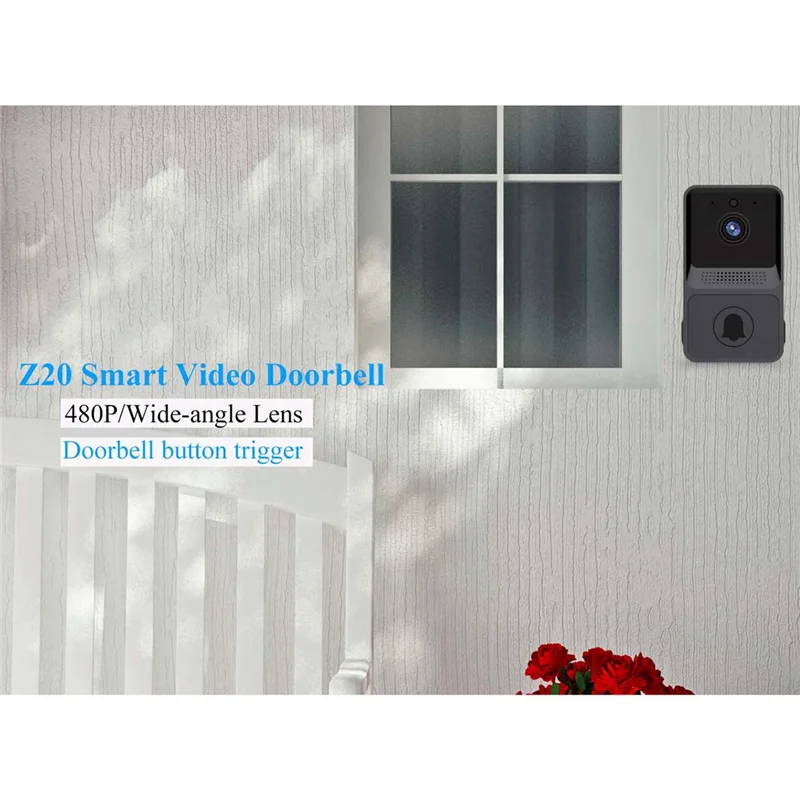

Video Intercom WIFI Infrared Night Vision Outdoor Home Security Alarm Camera 480P Wireless Button Doorbell(Black)