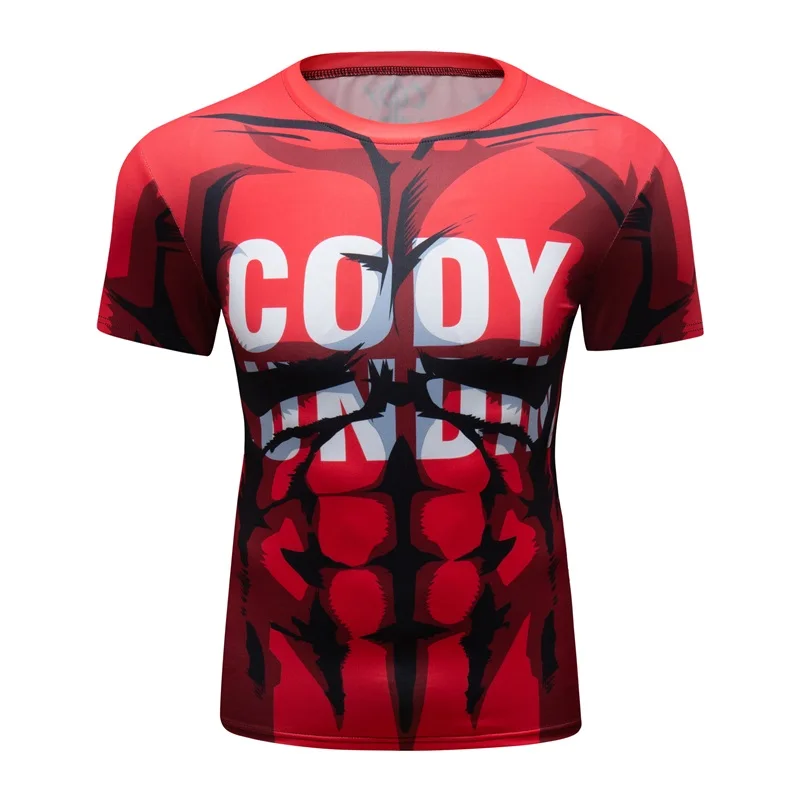 Brand Men T Shirt Gym Fitness Jogging Sports Compression Quick Dry Fit Tight Rashguard Top Running Train Exercise Short Sleeve