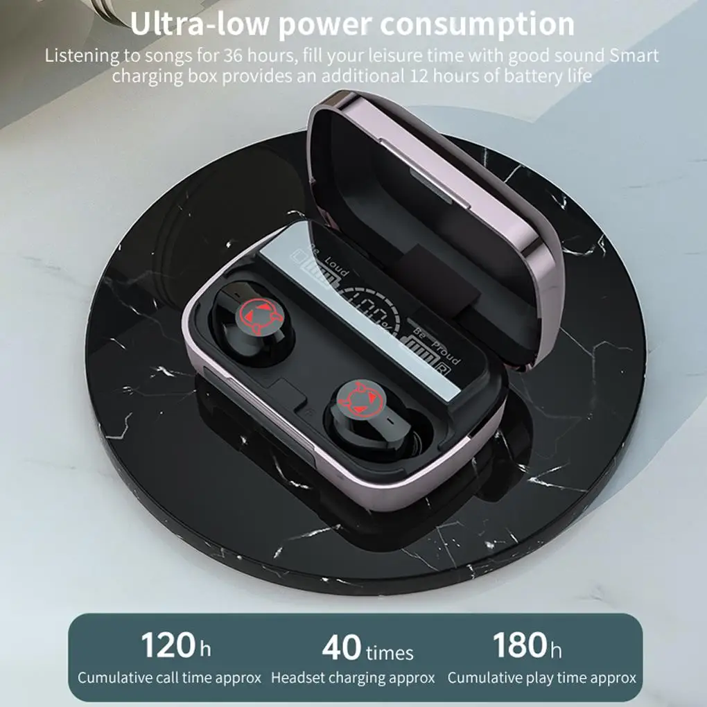 

TWS Bluetooth 5.1 Earphones 1200mAh Charging Box Wireless Headphone M23 Stereo Sports Waterproof Earbuds Headsets headphone 014