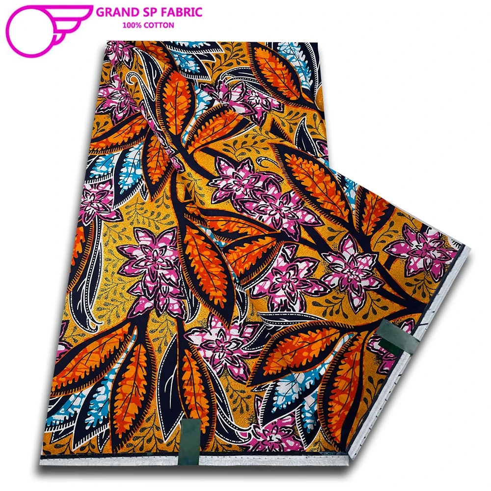 

Grand Glitter Glam African Gold Wax Fabric 100% Cotton Wax Print Ankara Fabric High Quality For Sewing 6yards Women Fabric VL-56