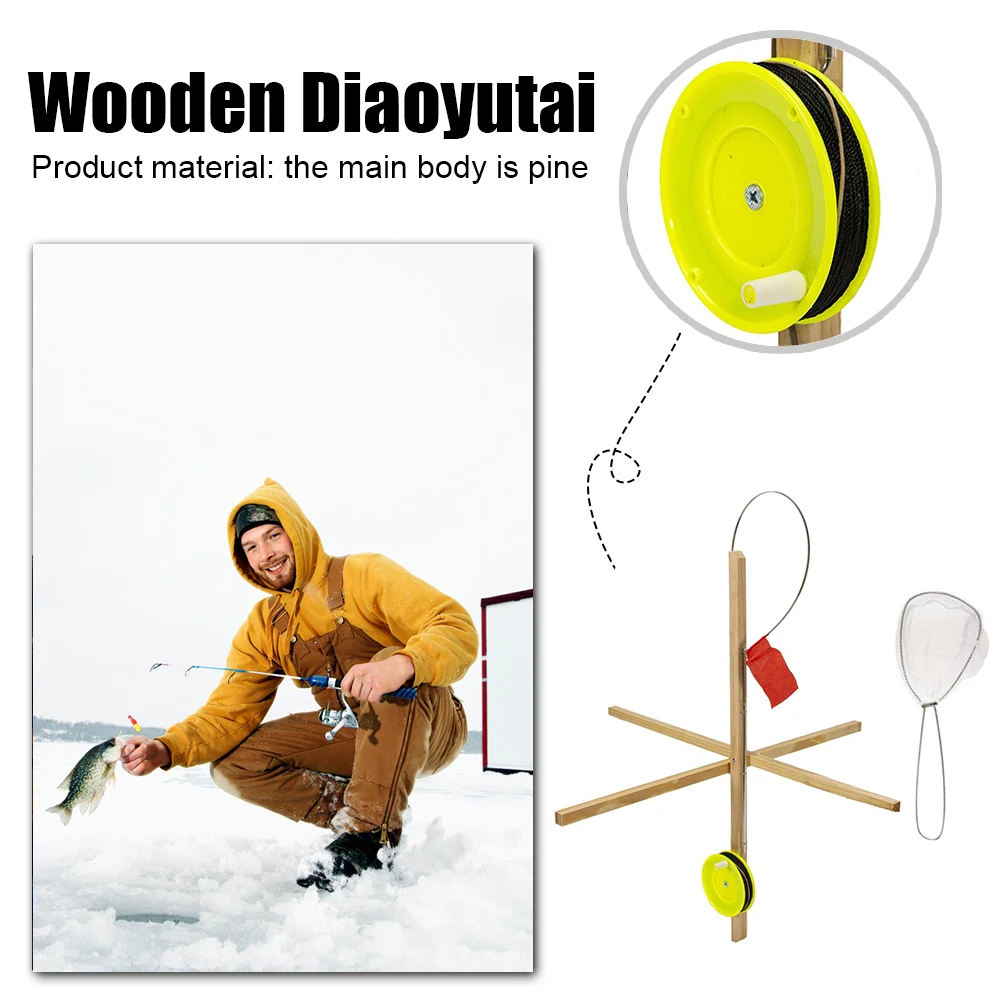 

3Pcs Automatic Fishing Device Portable Ice Fishing Rod Tip Up with Flag Winter Fishing Tip Up Outdoor Fishing Tackle Accessories